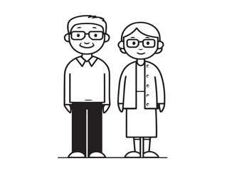 Elderly couple icon elegant simple clean vector art  