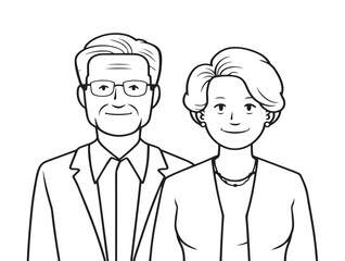 Elderly couple icon natural lifestyle clean vector illustration  