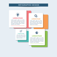 Modern infographic design template with square layout and step-by-step business elements