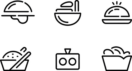 Modern Minimalist Restaurant Food Icons: Line Art Style
