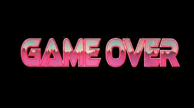 "Game Over": A striking and bold, retro-style title card of "Game Over" stands out against a dark backdrop, ideal for gaming-related content. 