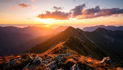 Naklejka premium Majestic mountain sunset