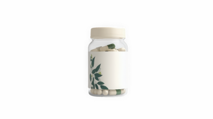 Empty white pill bottle mockup for capsules or supplements
