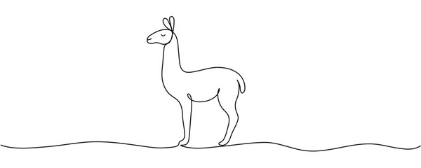 One continuous line drawing of llama Editable stroke