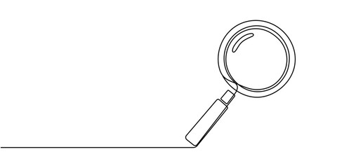 Continuous one line drawing magnifying glass Editable stroke