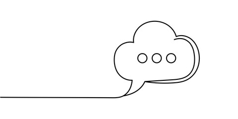 Hand drawn one line vector. Quick tips. Continuous one line drawing of speech bubbles. Trendy line art vector on a white background. Editable stroke