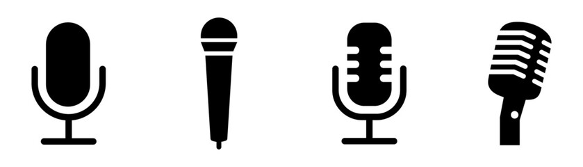 Microphone Icons set. variant microphone icon. Karaoke mic. Podcast microphone. web and mobile icons. vector illustration