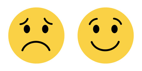 sad and happy smiley flat Vector