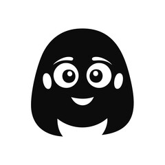 Black cartoon character face with big eyes and smile white