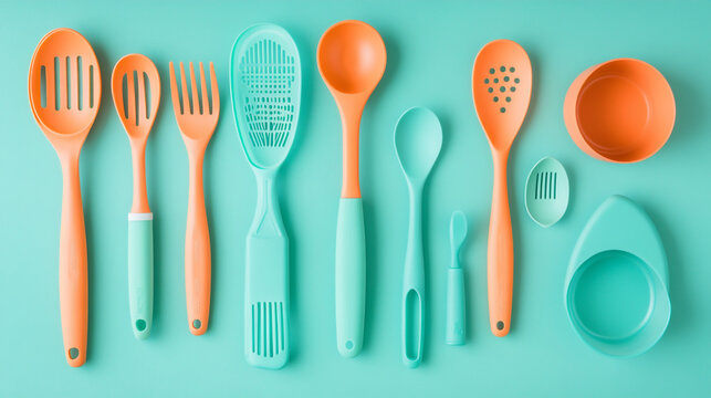 Kitchenware cutlery set featuring silver forks, spoons, and knives on a dinner table, perfect as a metal utensil icon for a food and restaurant menu design