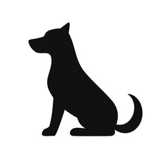 Black dog silhouette sitting attentive vector