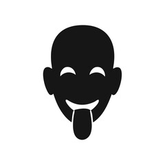 Black face with eyes closed and tongue sticking out white icon