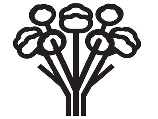 Flower bouquet icon fresh natural 2D vector line art  