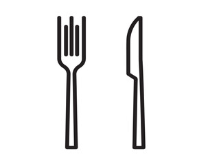 Fork and knife icon elegant 2D vector line art graphic  