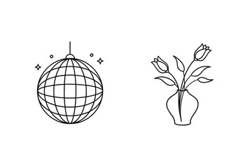 Disco ball and tulips in vase hanging sparkles