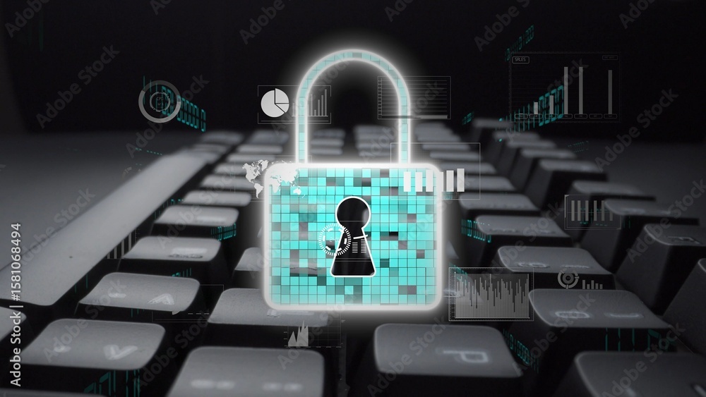 Poster cyber security protection and cyber security strategies against cyber threats, system hacks, digital