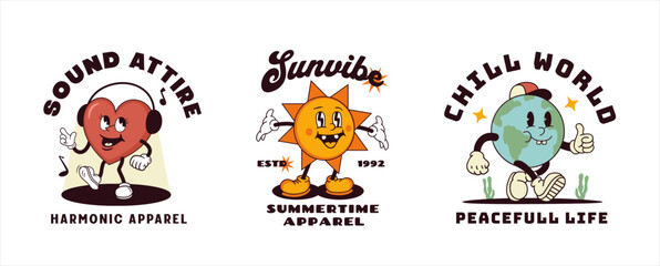 Three Retro-Style Graphic Designs for Apparel.