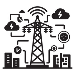 Electricity Distribution and Power Station Control Panel Icon