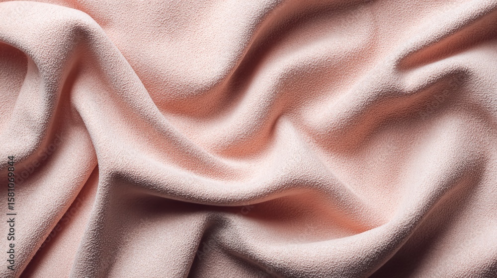 Poster light pink fabric with soft folds and a textured surface. the gentle waves create a delicate and inv