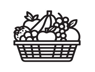 Beautiful fruit collection in an elegant basket drawing