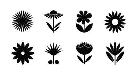 Collection of Stylized Floral Illustrations Representing Nature's Beauty and Garden Designs