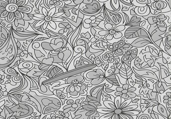 Obraz premium Abstract floral pattern with swirling vines and detailed petals