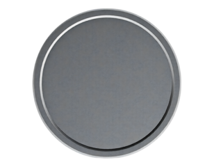 Circular metallic emblem with raised edge, on a transparent background