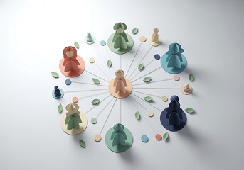 Obraz premium Creative Paper Craft People Connected in a Circular Network