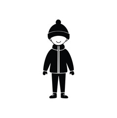 Child in winter clothing with pom hat vector