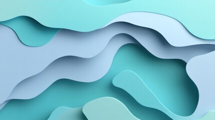 Abstract layered design with shades of turquoise and light blue.