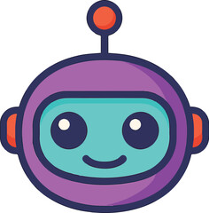 Friendly AI Robot: A charming and welcoming robot head, perfect for tech and innovation concepts, conveys a sense of approachability and friendliness.