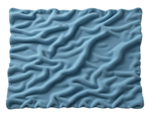 Close-up of a crumpled blue fabric with a soft, rippled texture.