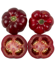 Dark Red Bell Peppers Whole and Halved
