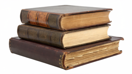 Old vintage books on transparent background.