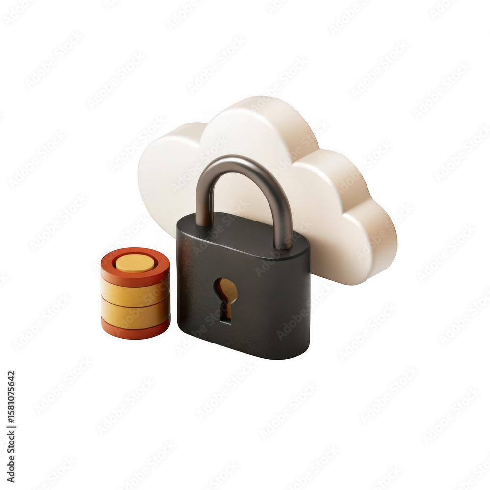Aufkleber secure cloud storage concept with a padlock and data cylinder representing data protection and cyber