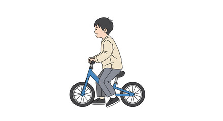 Young Boy Riding a Small Blue Bicycle Outdoors Enjoying a Sunny Day