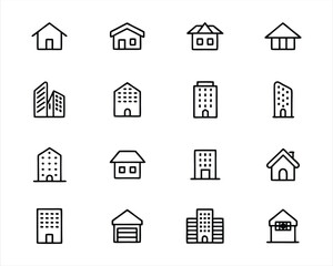 Linear Buildings icon set