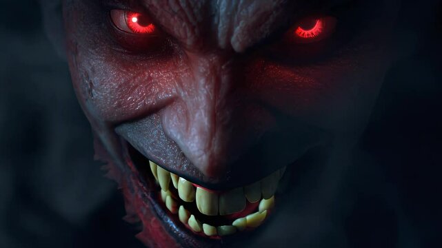 Sinister Demon Laughing in the Shadows &ndash; Evil Close-Up