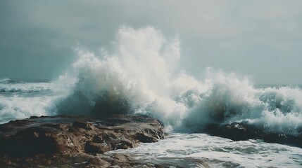 Ocean Wave Crashing on Rock