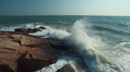 Ocean Wave Crashing on Rock
