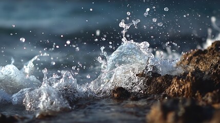 Ocean Water Splash on Rock