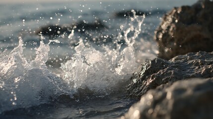 Ocean Wave Crashing on Rock