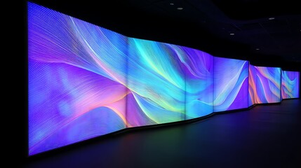 Large Curved Led Wall with Colorful Abstract Display