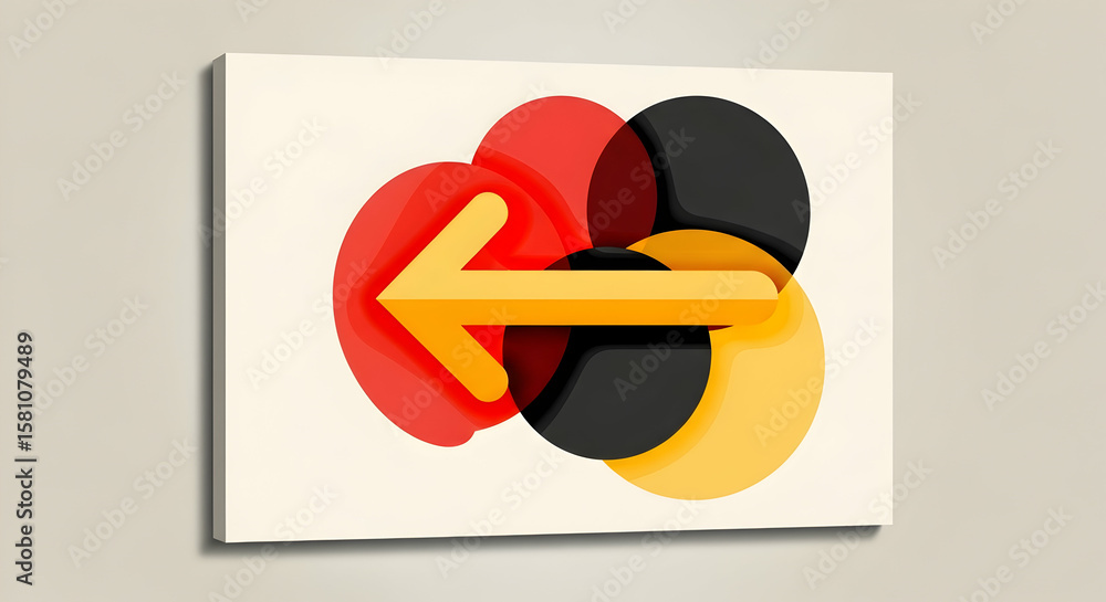 Fototapete abstract geometric composition with arrow and overlapping circles