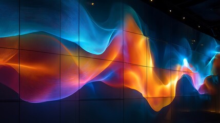 Abstract Colorful Wave on Panels Display