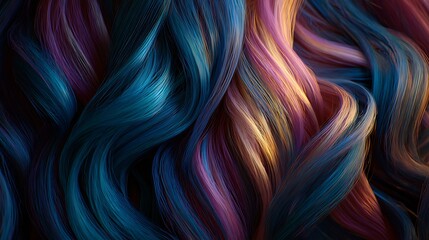 Colorful Wavy Hair Strands Abstract