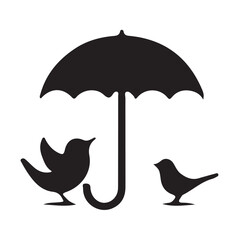 Black silhouette of birds under an umbrella vector