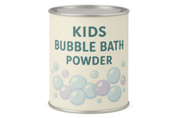 Kids bubble bath powder container isolated on transparent background
