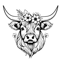 Highland Cow Floral