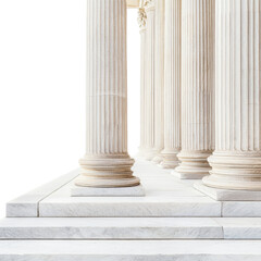 Greek style pillars, row of classic Greek-style pillars, isolated on transparent background